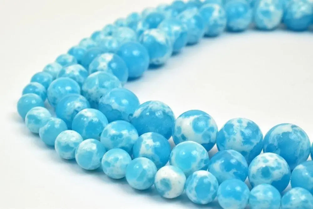 Blue shoushan gemstone round beads 6mm-10mm natural jasper jewelry making - BeadsFindingDepot