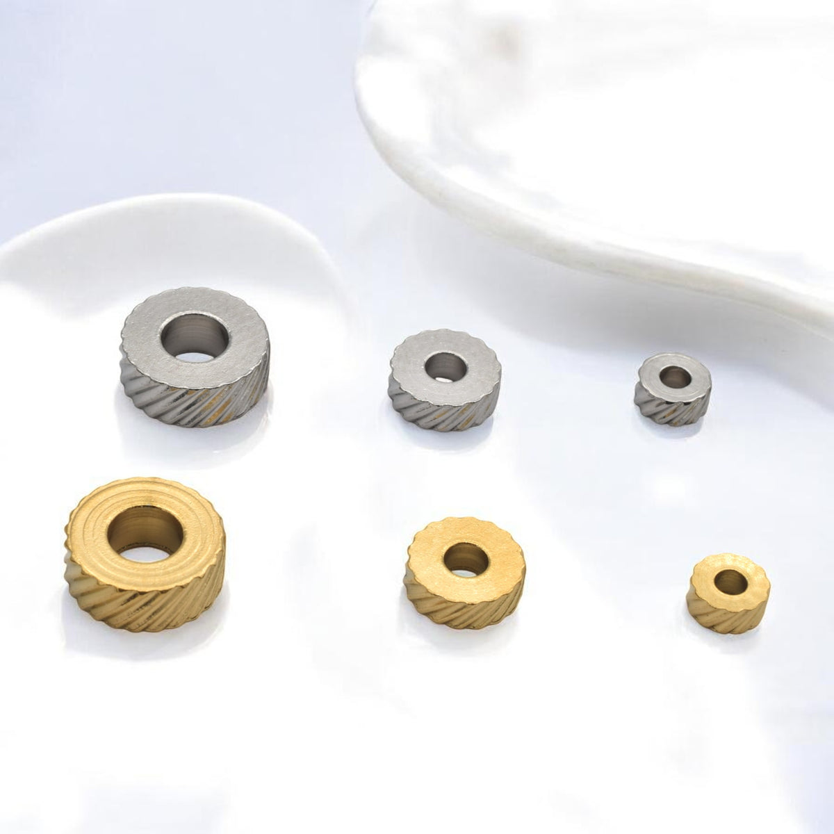 Stainless Steel Spacer Beads – Roundel Diamond Cut 4x2mm, 6x2mm, 8x3mm Metal Beads
