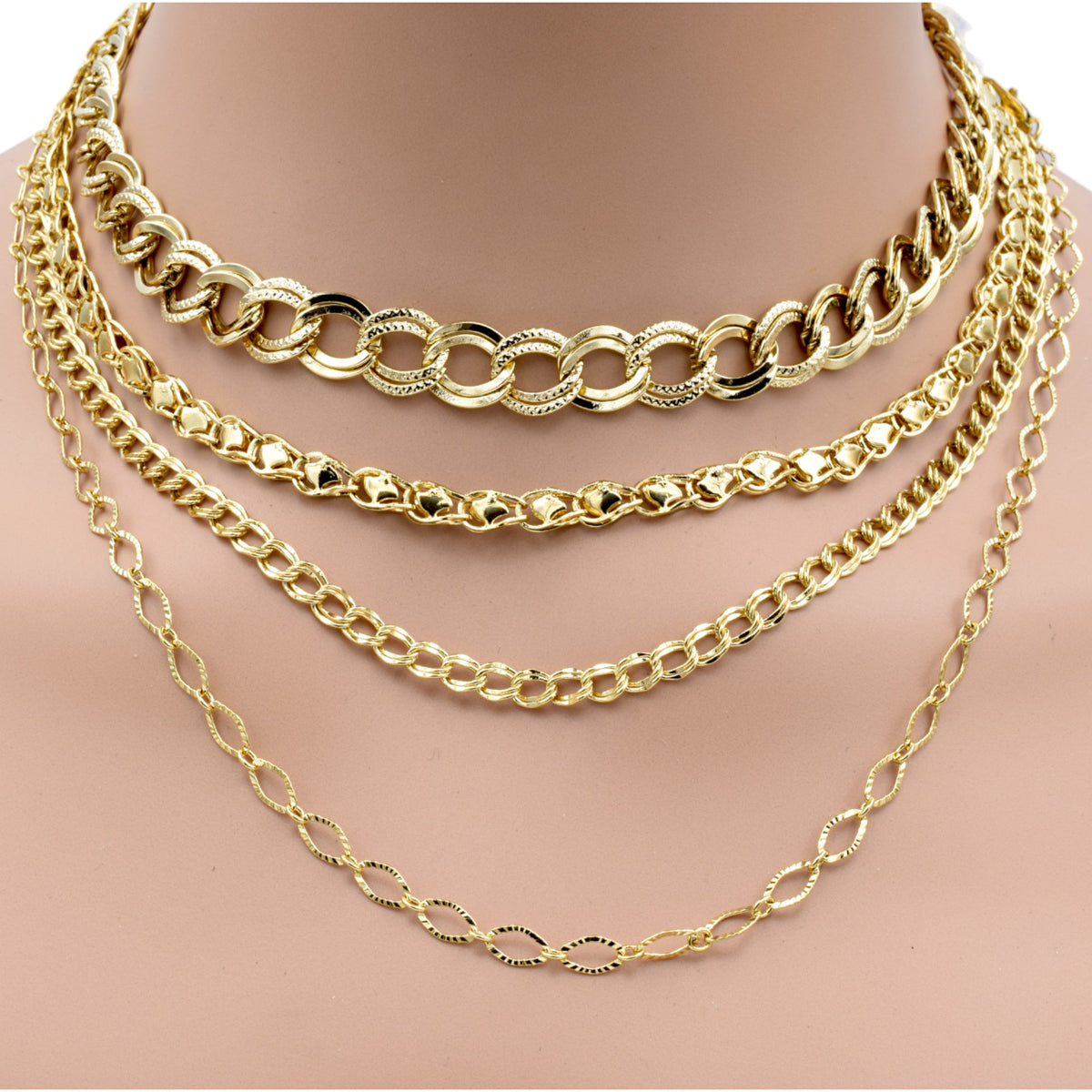 Gold Durable Multi Layer Chain Necklace Set – Tarnish Resistant, High Quality Gold Filled jewelry making supplies