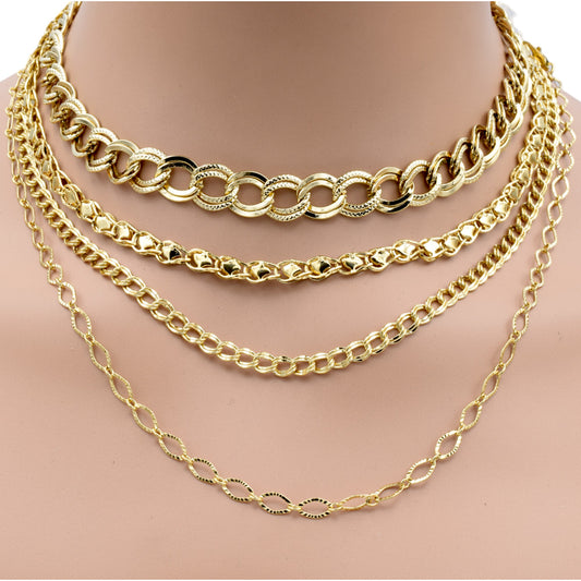 Gold Durable Multi Layer Chain Necklace Set – Tarnish Resistant, High Quality Gold Filled jewelry making supplies