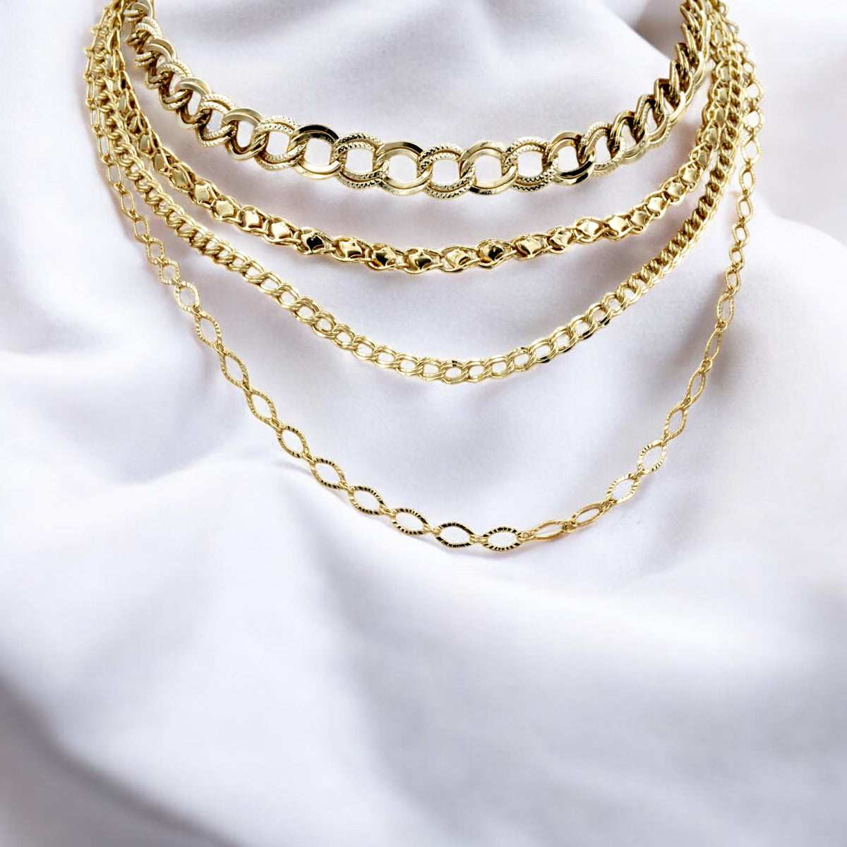 Gold Durable Multi Layer Chain Necklace Set – Tarnish Resistant, High Quality Gold Filled jewelry making supplies - detail...