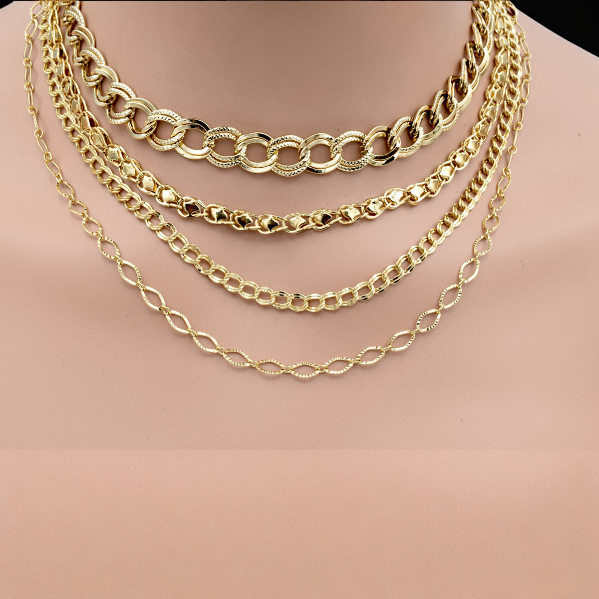 Gold Durable Multi Layer Chain Necklace Set – Tarnish Resistant, High Quality Gold Filled jewelry making supplies - detail...