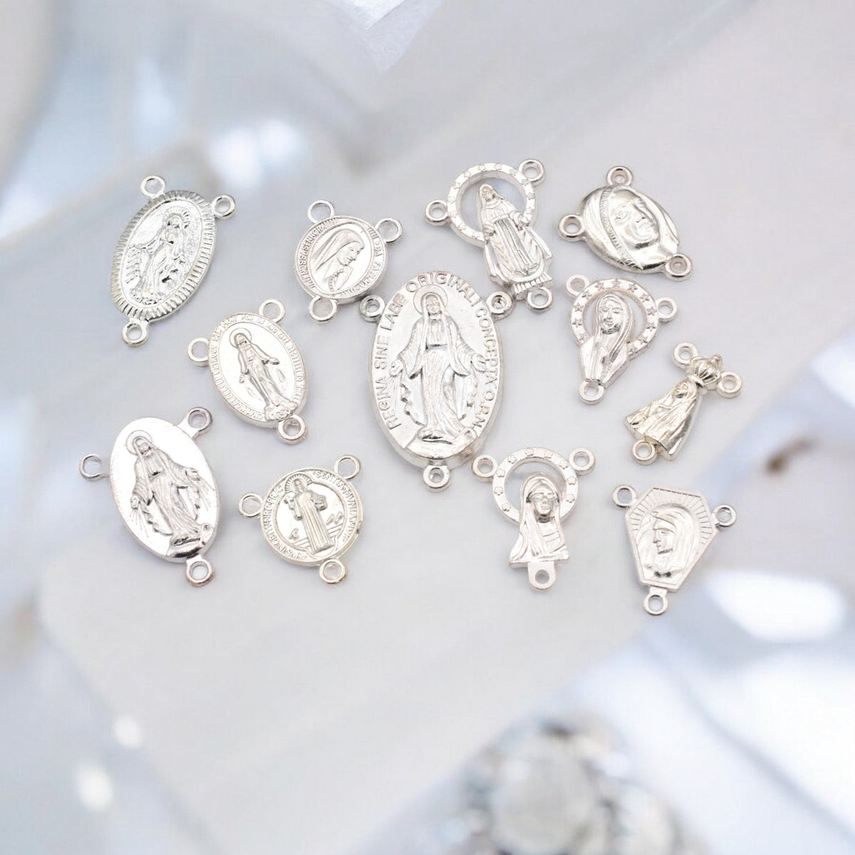 Silver Rosary Centers   Jewelry & Rosary Making Supplies | 12pcs jewelry making supplies - detail image 7