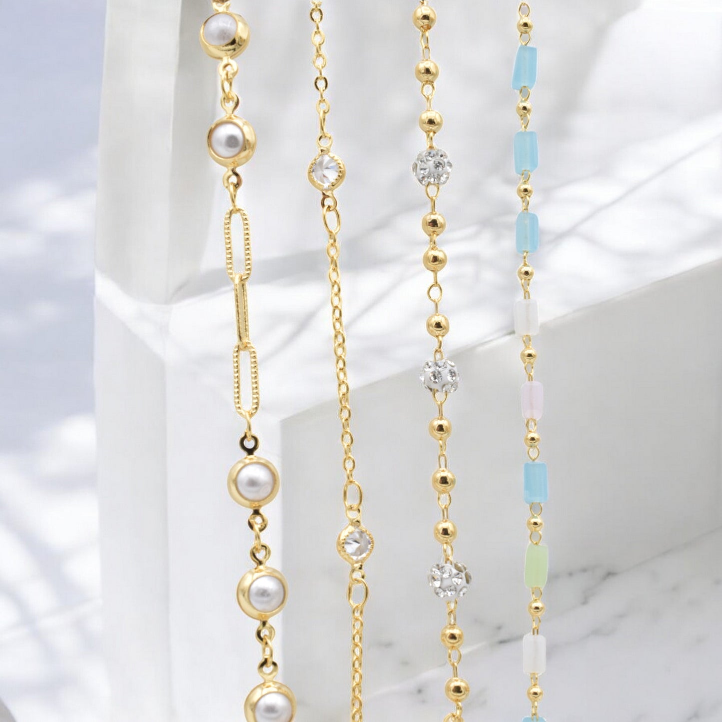 Gold Filled 18k Jewelry Chains   Pearl, Pave, Stone & Zirconia by Foot jewelry making supplies - detail image 7