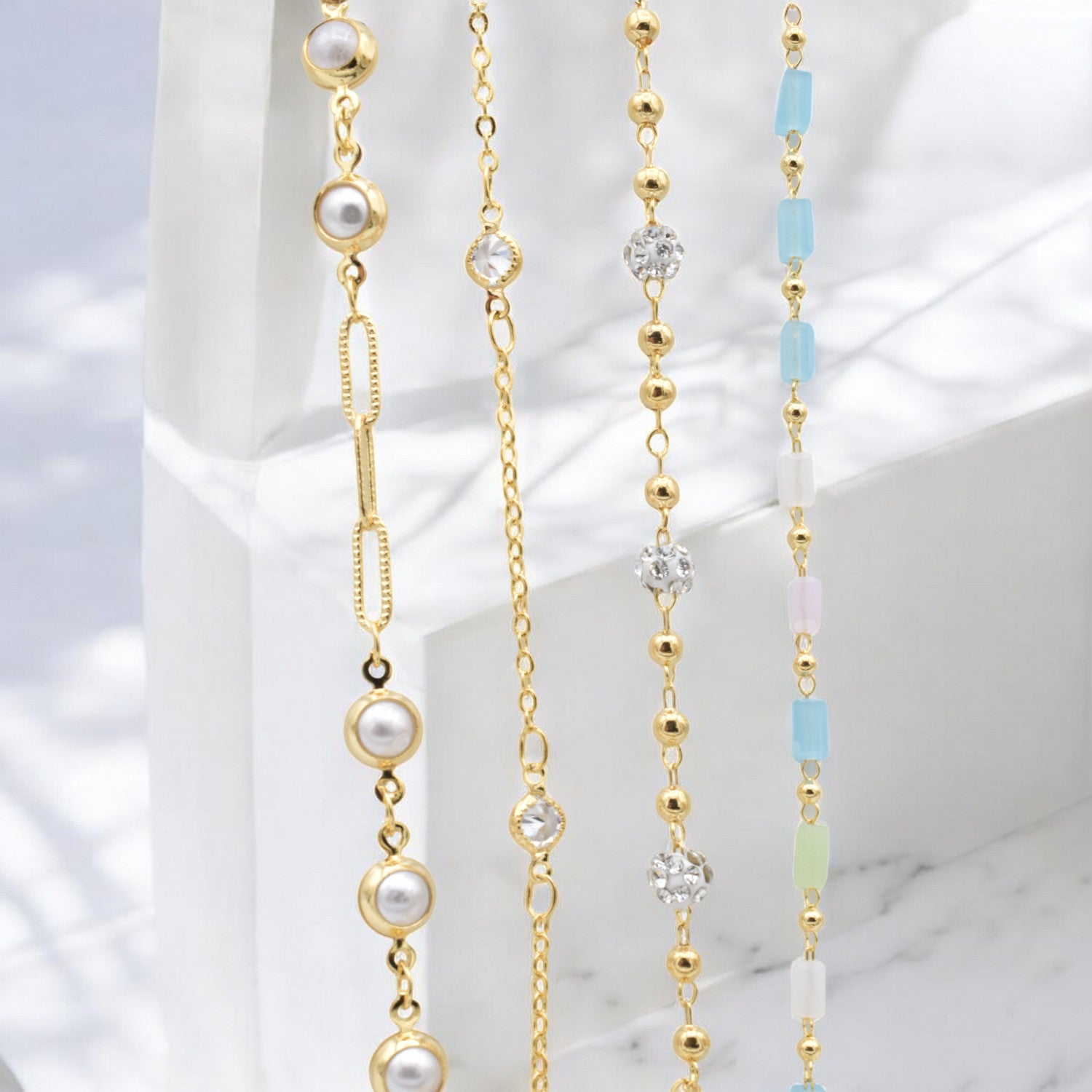 Gold Filled 18k Jewelry Chains   Pearl, Pave, Stone & Zirconia by Foot jewelry making supplies - detail image 7