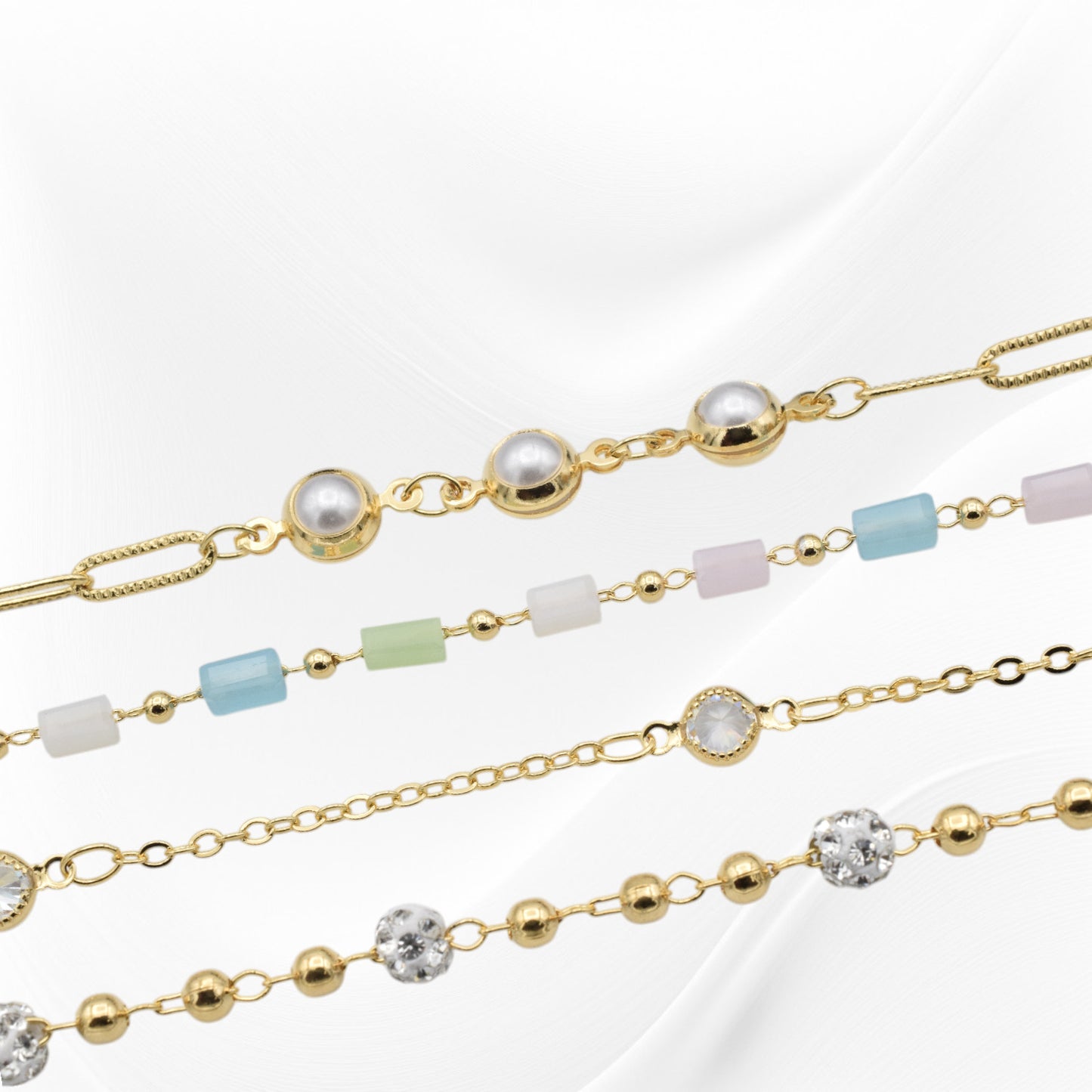 Gold Filled 18k Jewelry Chains   Pearl, Pave, Stone & Zirconia by Foot jewelry making supplies