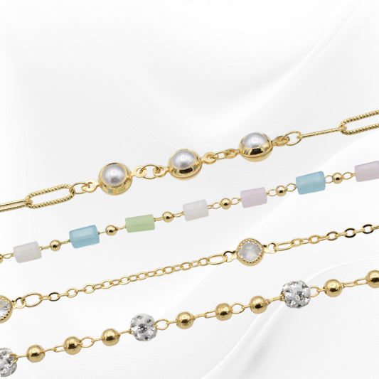 Gold Filled 18k Jewelry Chains   Pearl, Pave, Stone & Zirconia by Foot jewelry making supplies