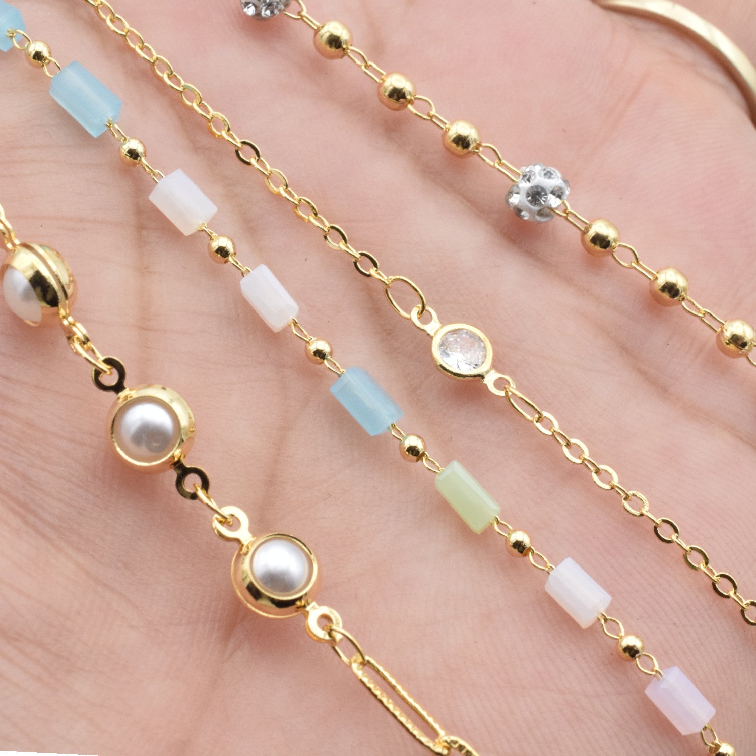 Gold Filled 18k Jewelry Chains   Pearl, Pave, Stone & Zirconia by Foot jewelry making supplies - detail image 5