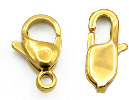 Gold plated Stainless Steel Lobster Clasp Findings Parts For Jewelry Maker - BeadsFindingDepot