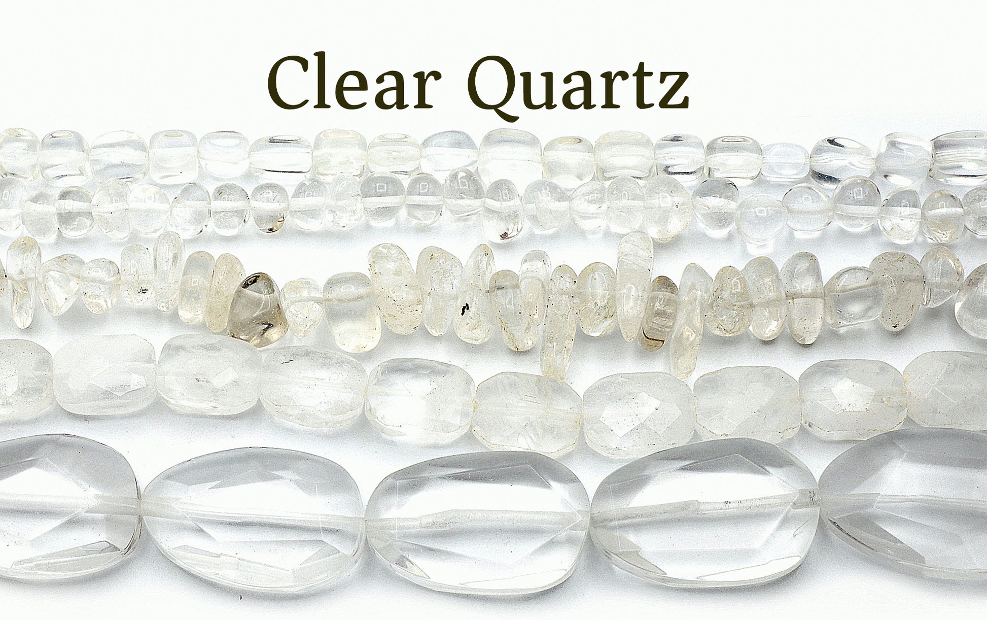 Clear Quartz Unshaped Rectangles Oval Square Roundel Gemstone - BeadsFindingDepot