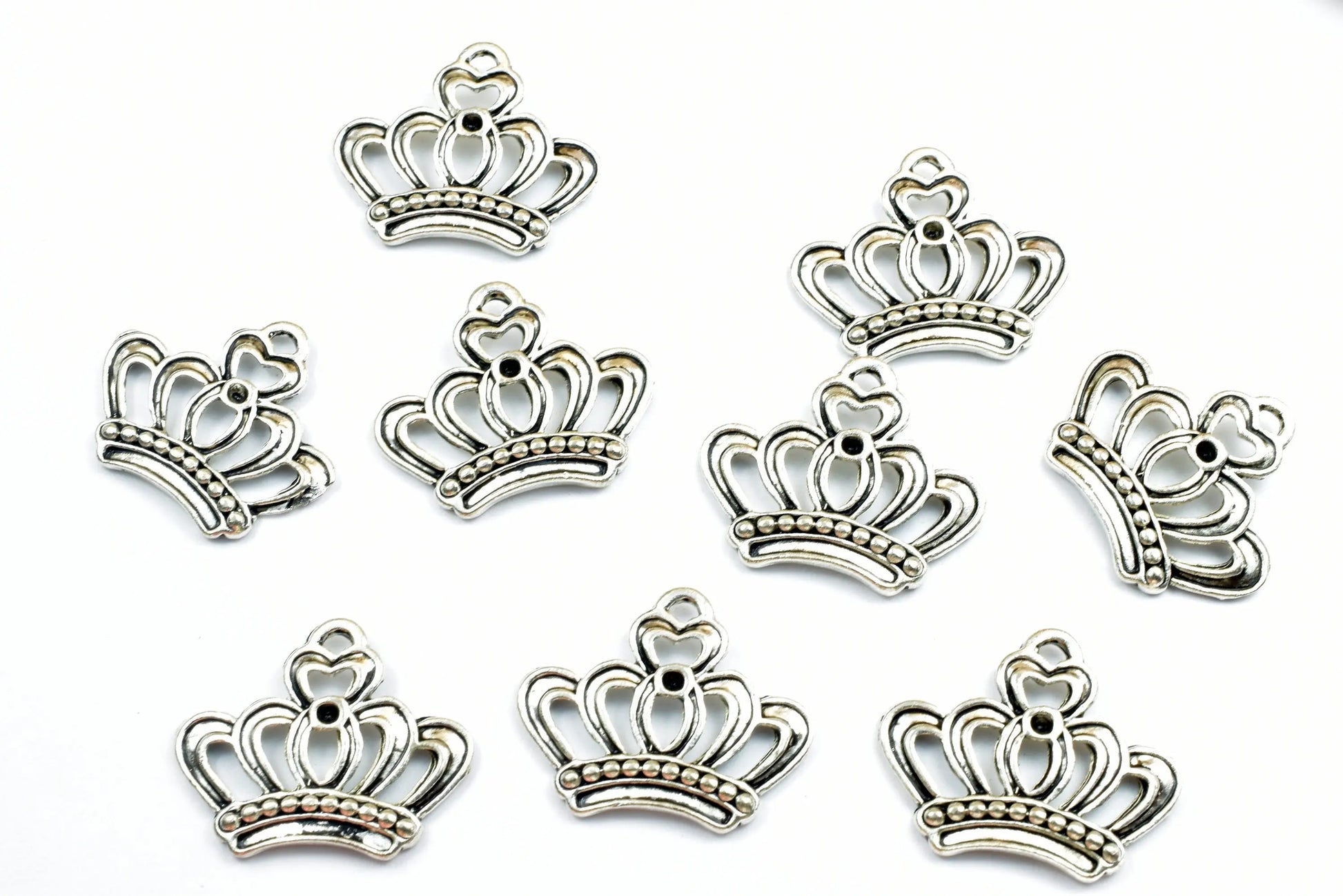 Crown Charm Size 17x16mm, 18x22mm Antique Tibetan Silver Tone Princess Charm Pendant Finding For Jewelry Making - BeadsFindingDepot