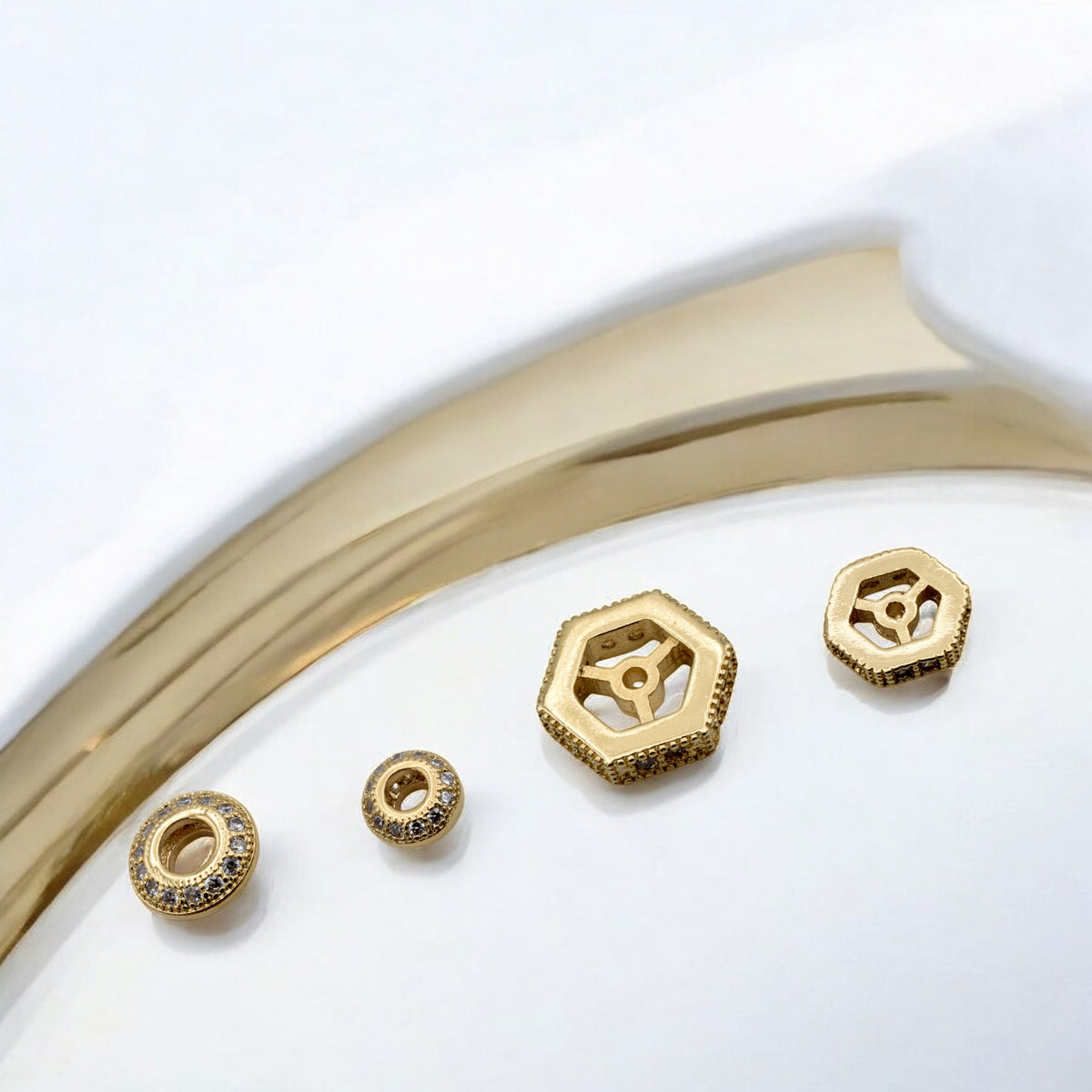 beaded jewelry 8 mm roundel 18 k gold filled ep micro pave beads with clear cz cubic zirconia gfm 14 g 335913499 jewelry m...
