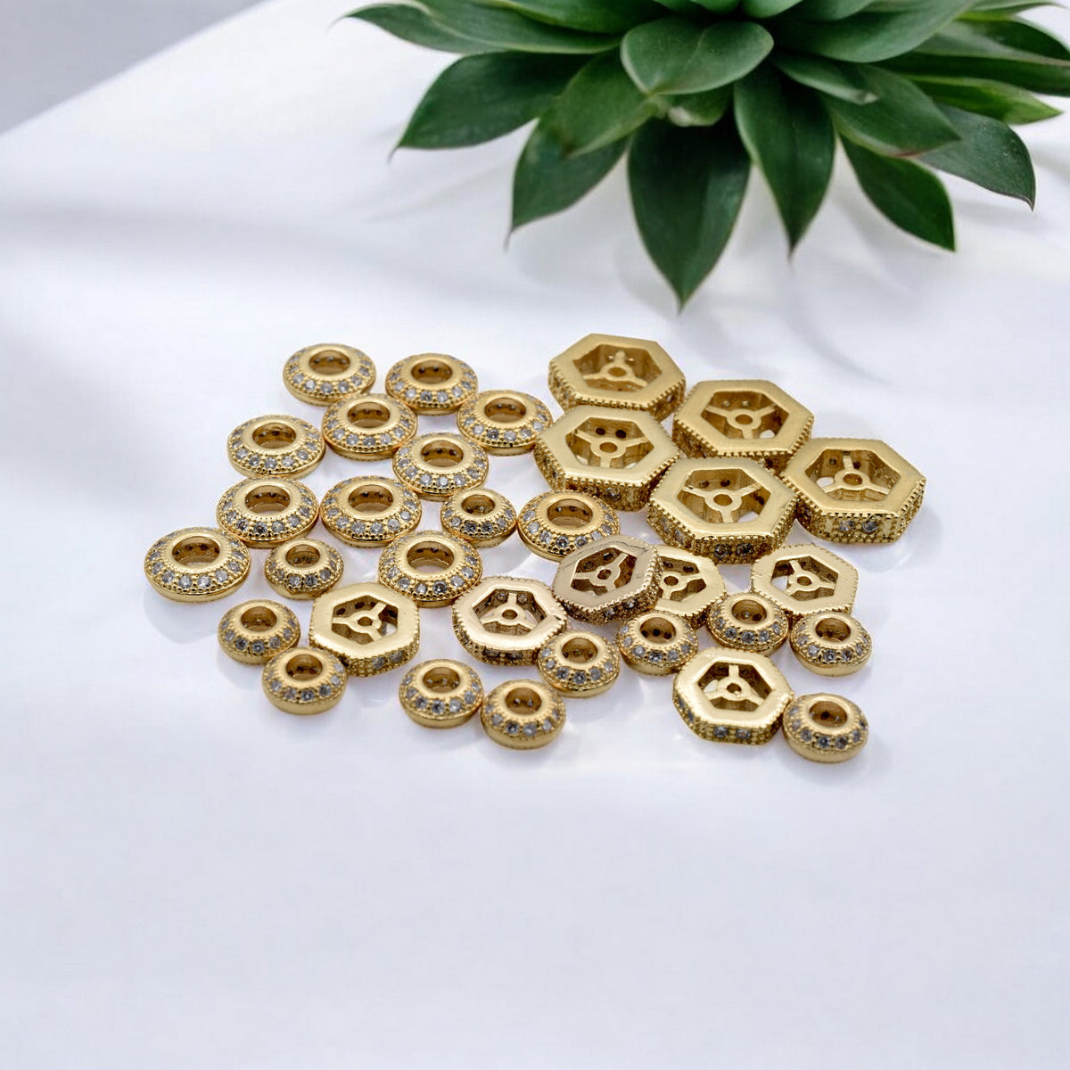 beaded jewelry 8 mm roundel 18 k gold filled ep micro pave beads with clear cz cubic zirconia gfm 14 g 335913499 jewelry m...