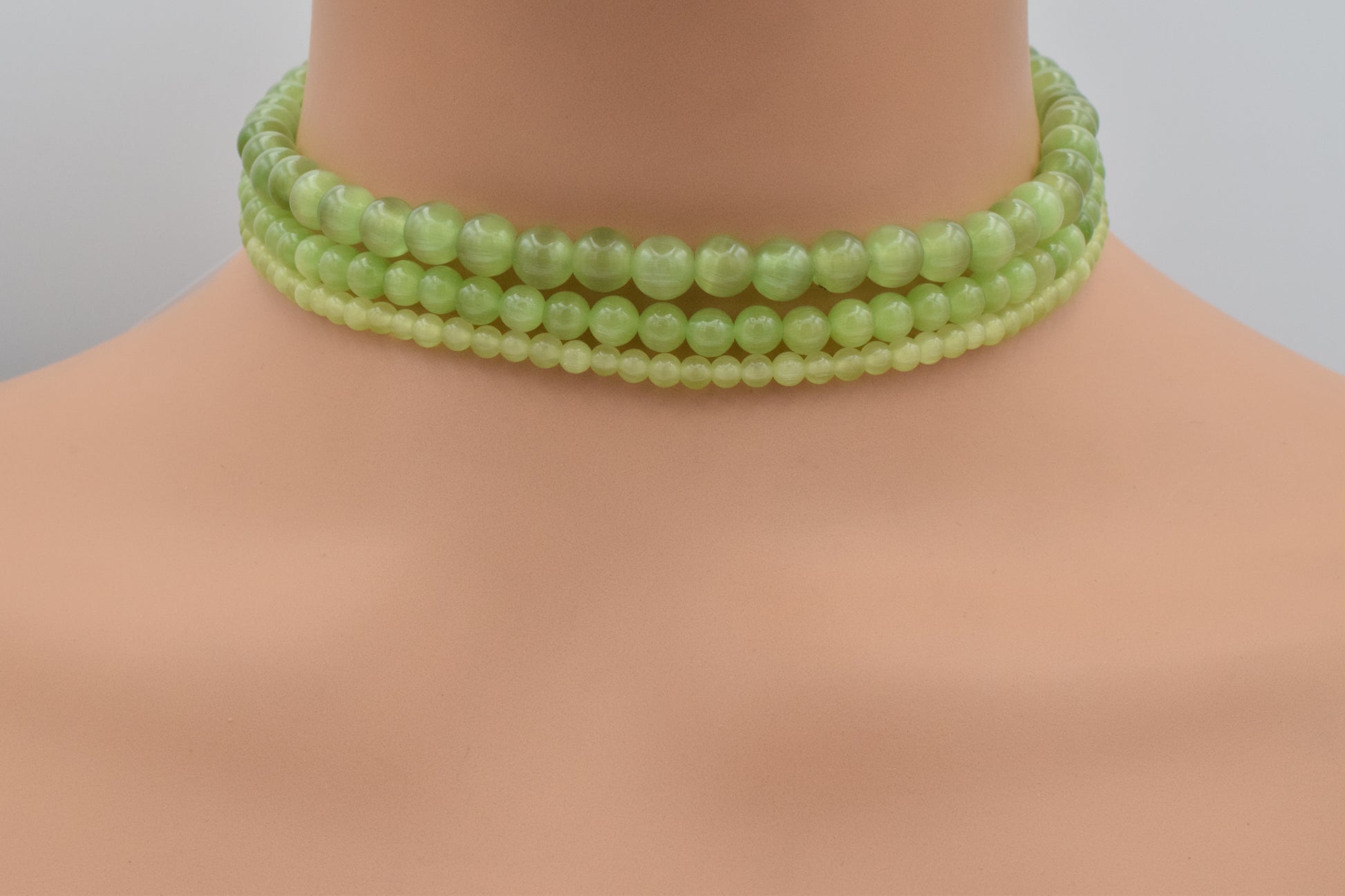 Green Cat Eye Natural Gemstone beads 4mm 6mm 8mm BeadsFindingDepot