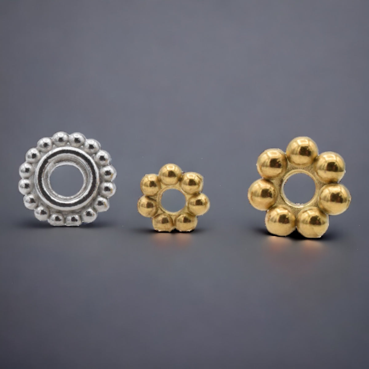 Stainless Steel Daisy Roundel Spacer bead for jewelry making BeadsFindingDepot