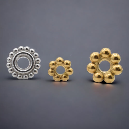 Stainless Steel Daisy Roundel Spacer bead for jewelry making BeadsFindingDepot