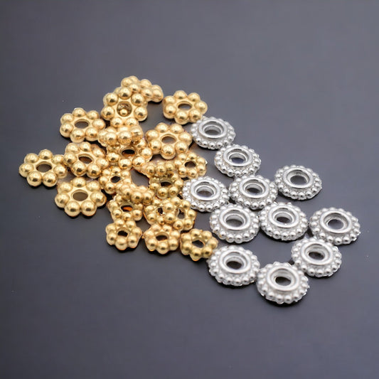 Stainless Steel Daisy Roundel Spacer bead for jewelry making BeadsFindingDepot