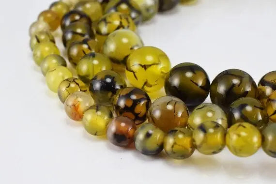 Dragon Vein Round Beads 6mm 8mm 10mm Natural Stones for Jewelry - BeadsFindingDepot