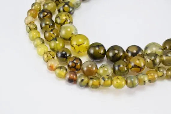 Dragon Vein Round Beads 6mm 8mm 10mm Natural Stones for Jewelry - BeadsFindingDepot
