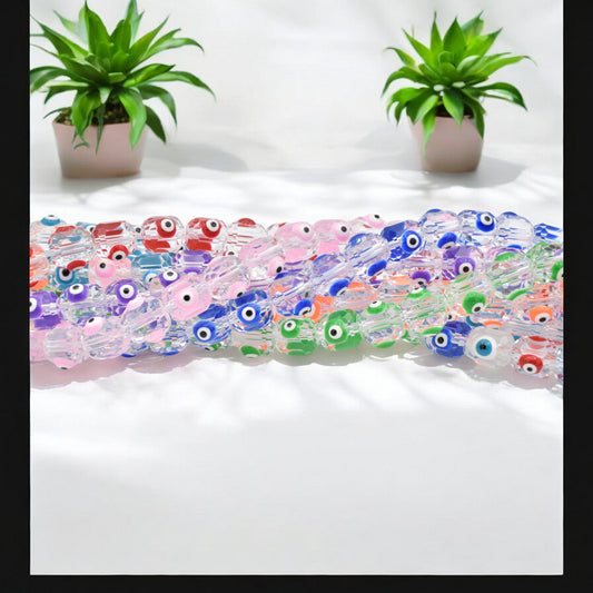 Evil Eye faceted Crystal beads for jewelry making 9x8mm BeadsFindingDepot