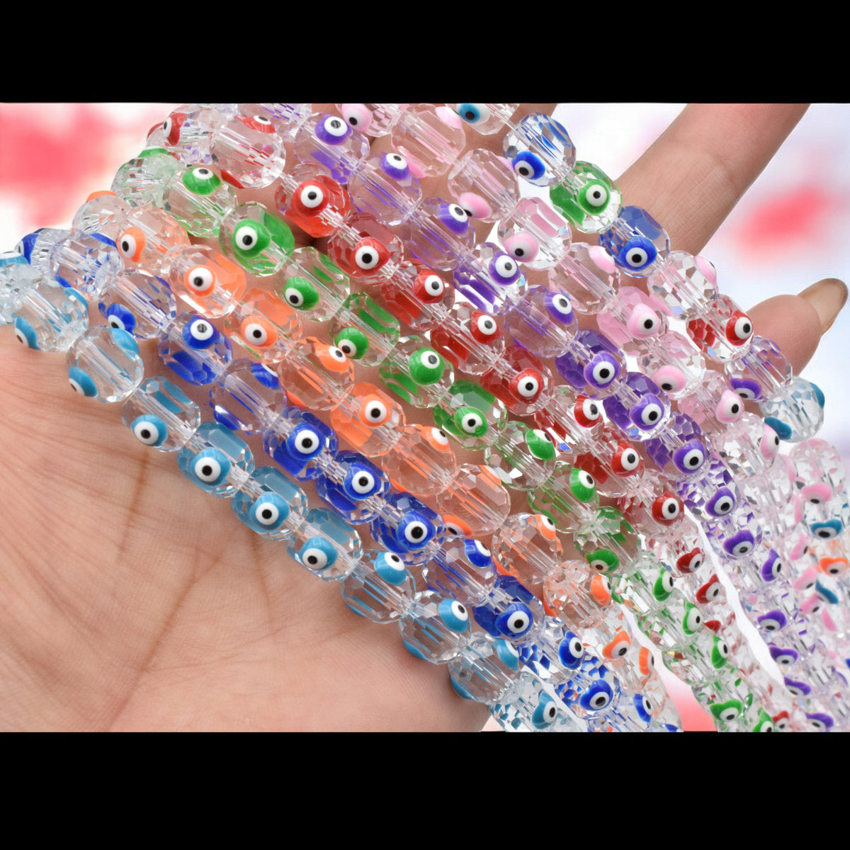 Evil Eye faceted Crystal beads for jewelry making 9x8mm BeadsFindingDepot