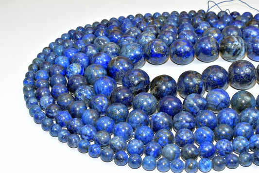 Egyptian Lapis Lazuli Gemstone Round Beads 8mm, 10mm, 12mm, 14mm, 16mm, 19mm  Natural Blue Gold Beads Findings For Jewelry Making - BeadsFindingDepot