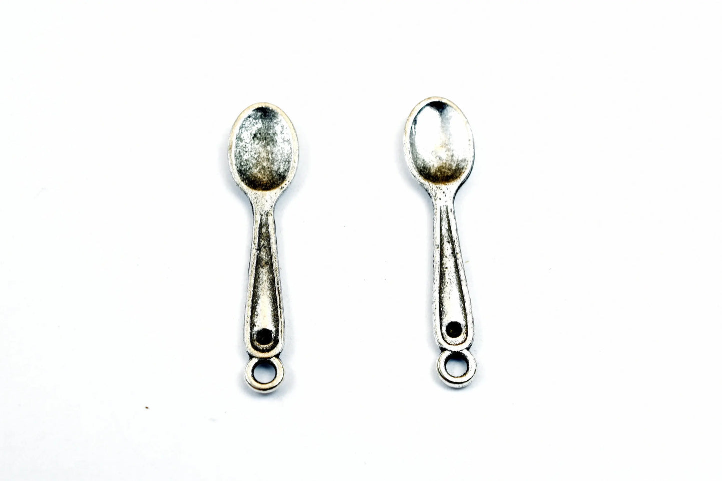 Fork or Spoon Charm Sizes 27x6mm, 25x6mm Silver Color Zinc Alloy Kitchen Charm Pendant Finding For Jewelry Making - BeadsFindingDepot