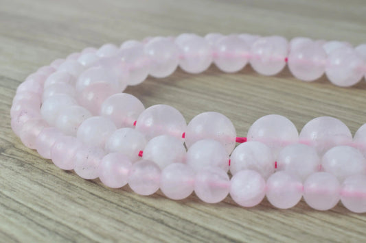 6mm/8mm/10mm Matte Pink Quartz  Round Beads 15"Strand/Frosted/Gemstone Beads/Beads Round Pink/Wholesale Quartz /Round/Frosted Matte Stone - BeadsFindingDepot