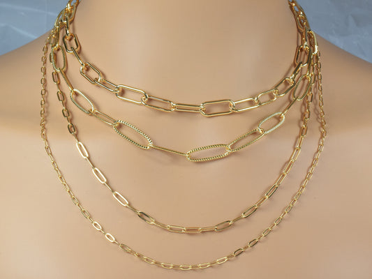 Gold Filled Paper Clip Cable Link Chain findings necklace