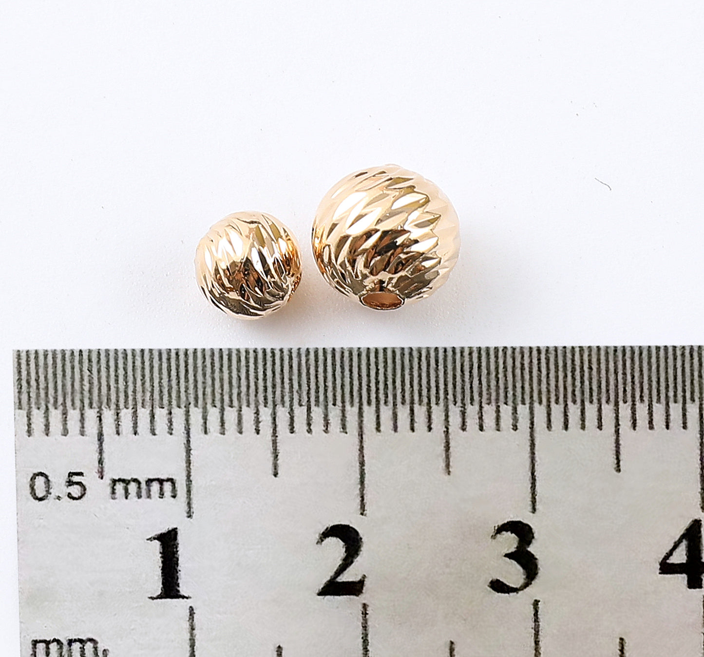 Gold Filled Water proof/Tarnish resistant Diamond Cut Round Beads Jewelry Findings