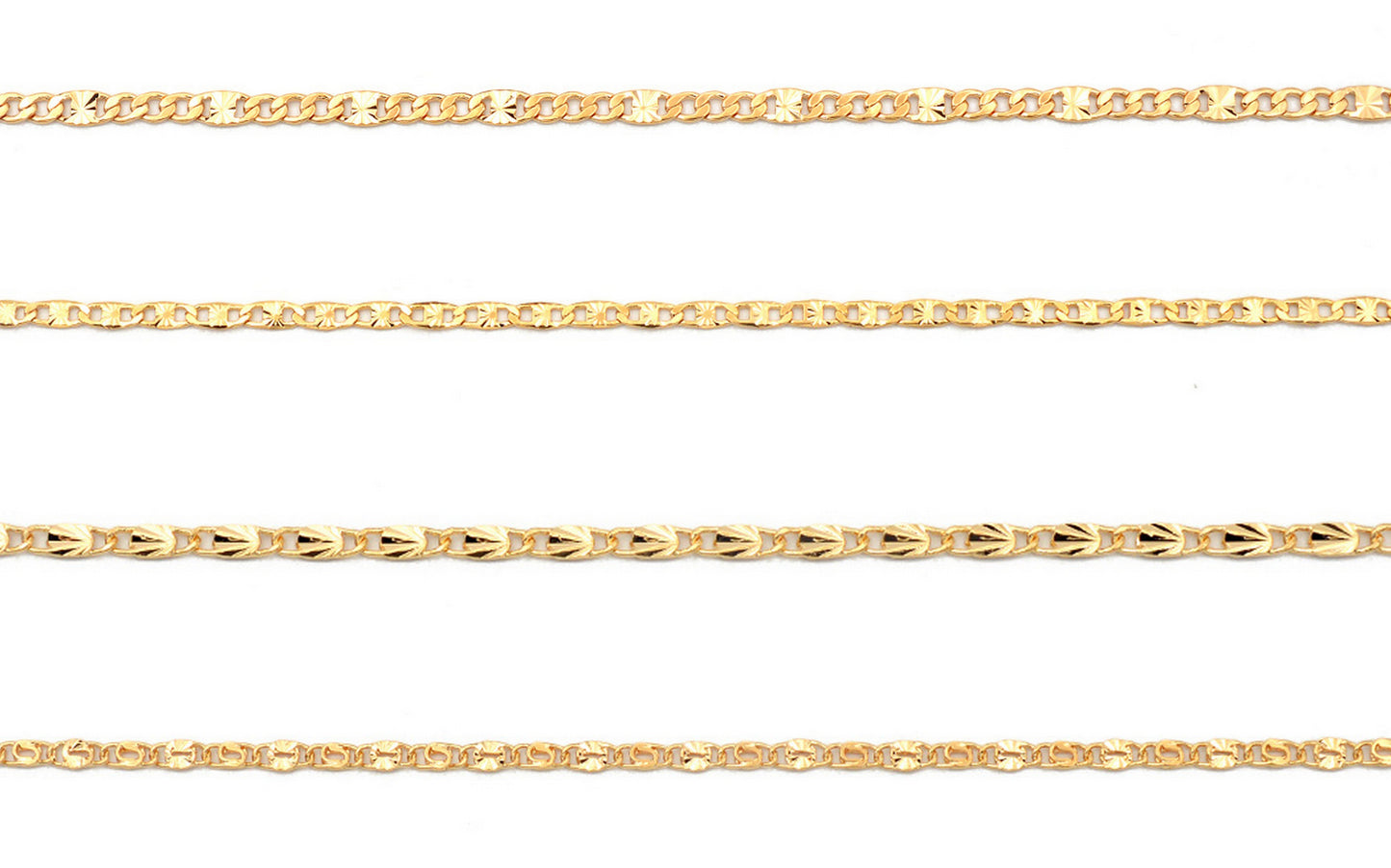 Gold filled EP Anchor Beaded Link Chain Customizable Jewelry by Foot 3FT/1PK