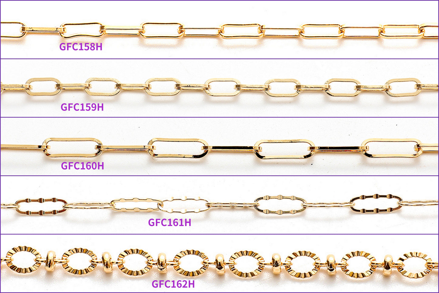 Gold filled EP Saturn Crinkle Diamond Cut Paper Clip Cable Link Chain Customizable Jewelry
