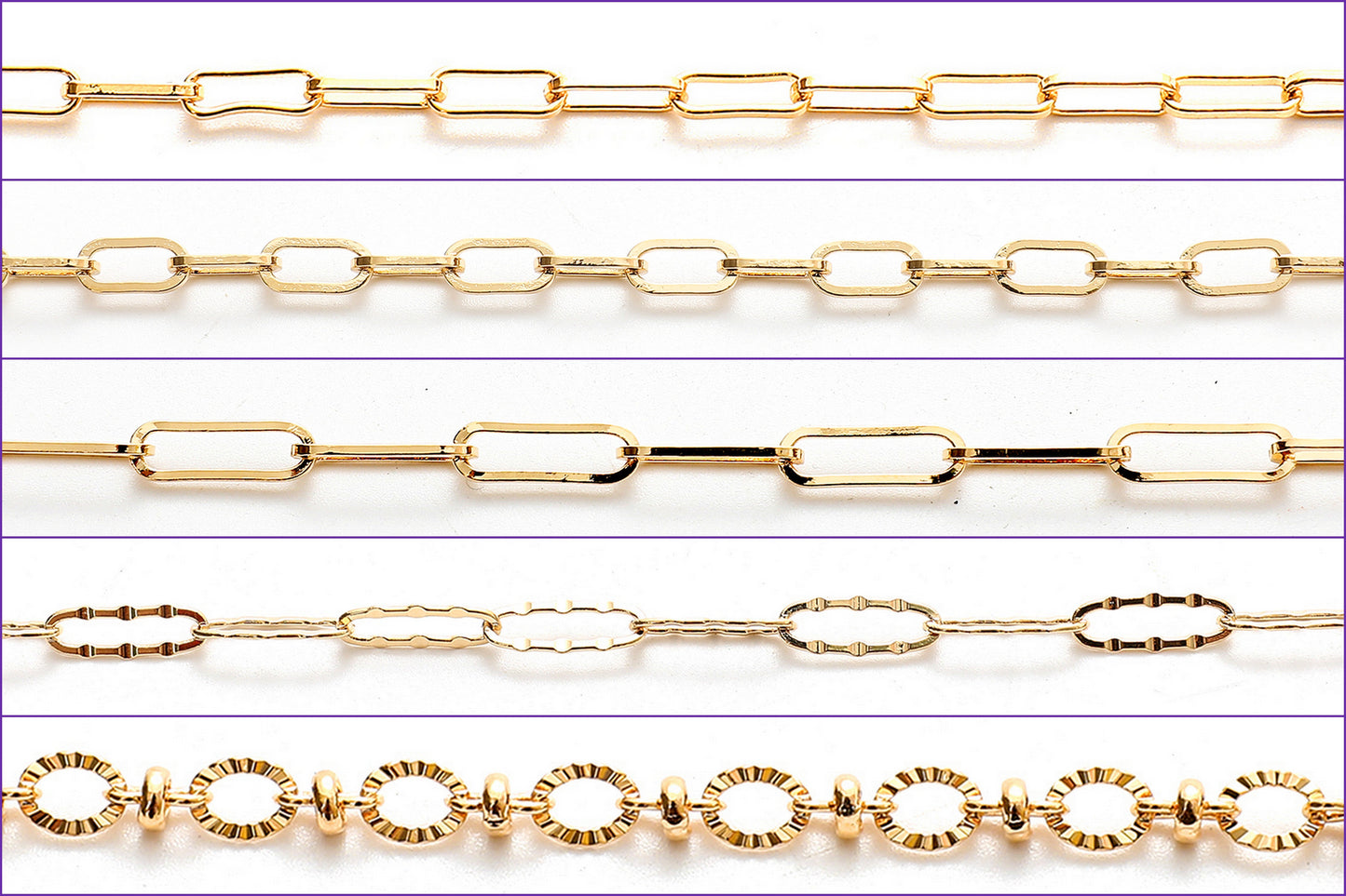 Gold filled EP Saturn Crinkle Diamond Cut Paper Clip Cable Link Chain Customizable Jewelry