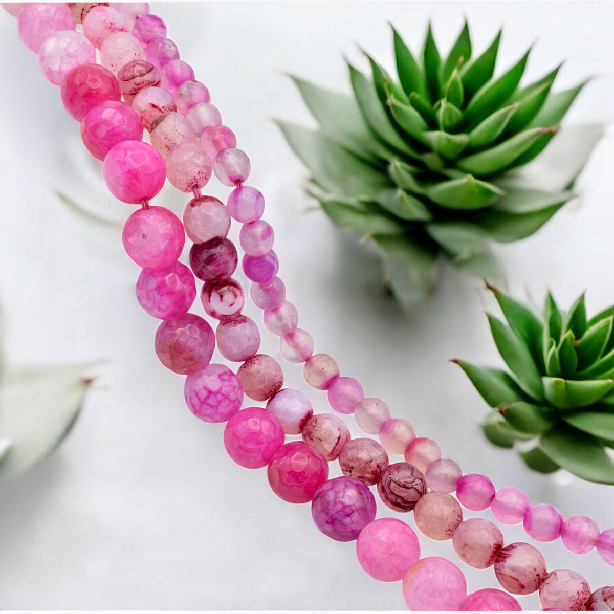 Natural Cracked Fuchsia Madagascar Agate Beads   6mm 8mm 10mm jewelry making supplies - detail image 3