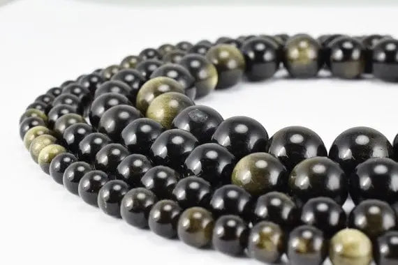 Gold Obsidian Gemstone Beads, Gemstone Round Beads 4mm,6mm,8mm,10mm,12mm Natural Stones Beads Healing chakra stones for Jewelry Making - BeadsFindingDepot