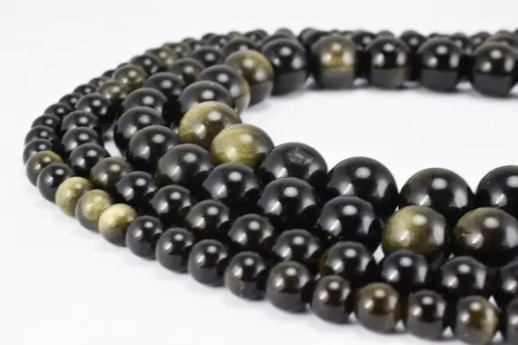 Gold Obsidian Gemstone Beads, Gemstone Round Beads 4mm,6mm,8mm,10mm,12mm Natural Stones Beads Healing chakra stones for Jewelry Making - BeadsFindingDepot