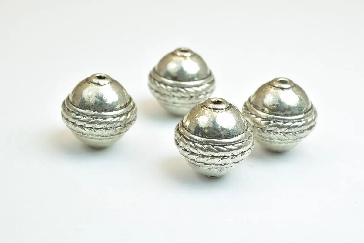 8 PCs Antique Silver/Gold Round Alloy Charm Connector Beads 11mm Hole Size 0.8mm Decorative Design For Jewelry Making - BeadsFindingDepot
