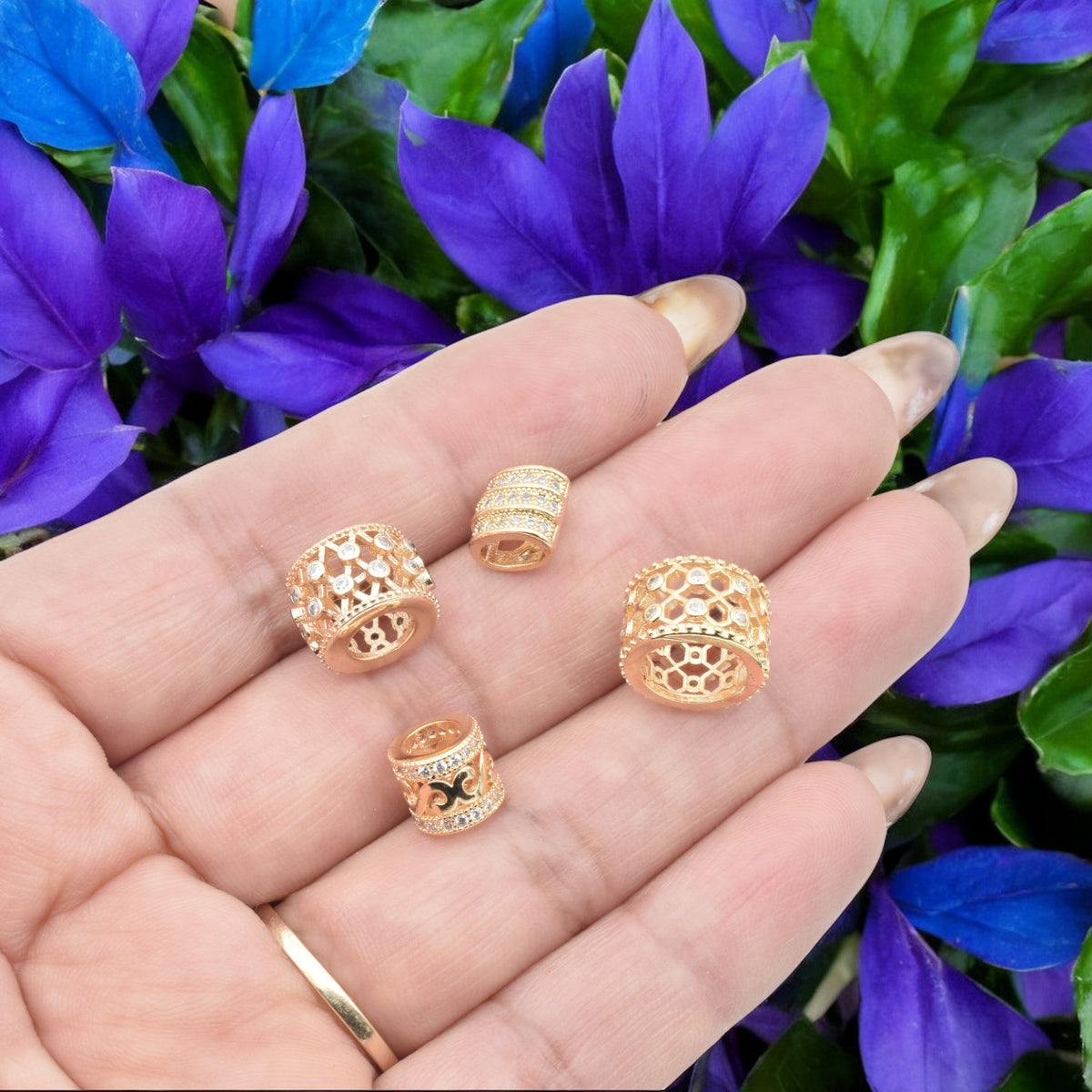 Gold Filled Spacer Beads   Micro Pave CZ Zirconia for Jewelry Making jewelry making supplies - detail image 7