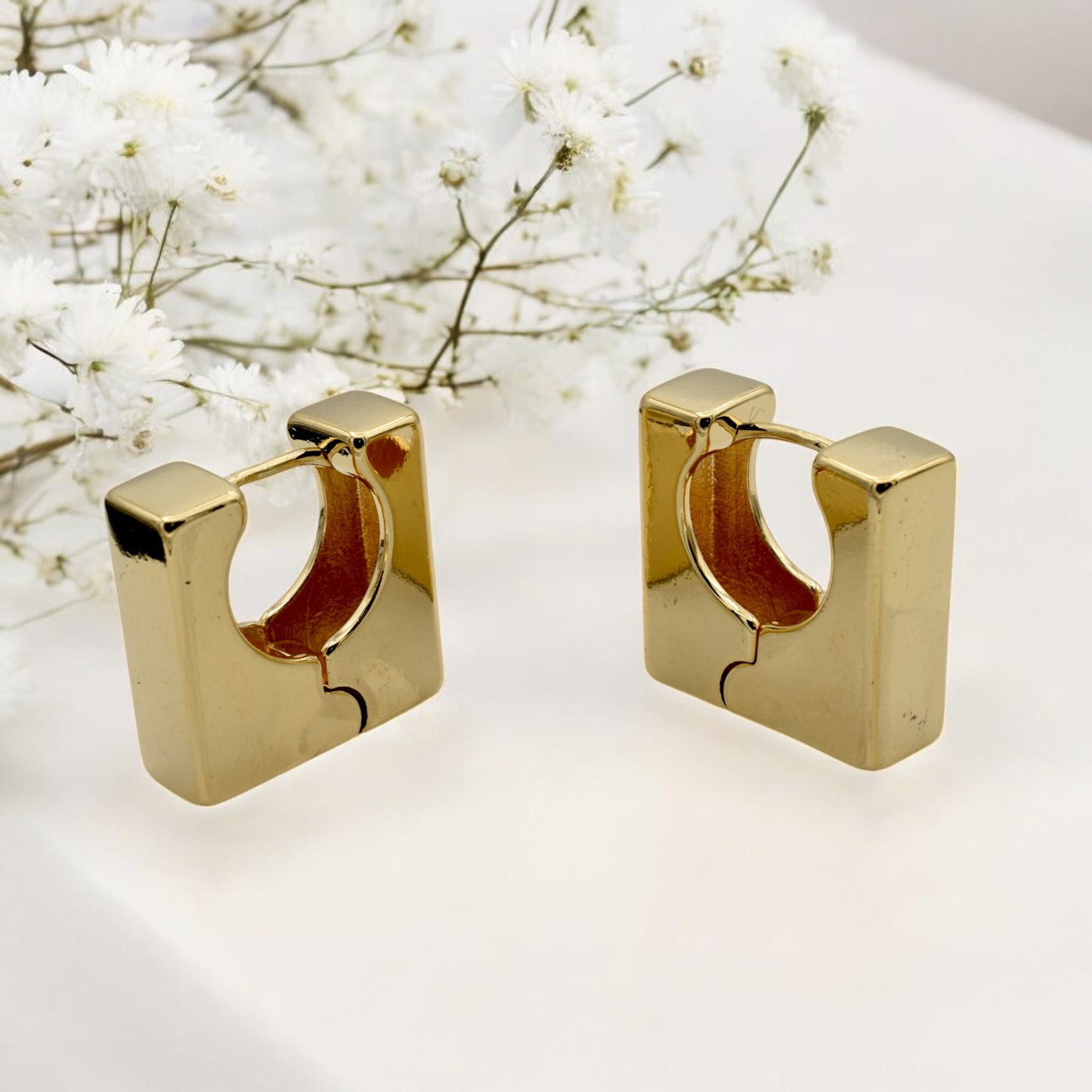 Modern Gold Filled Square Hoop Earrings – Elegant and Minimalist Design jewelry making supplies - detail image 3