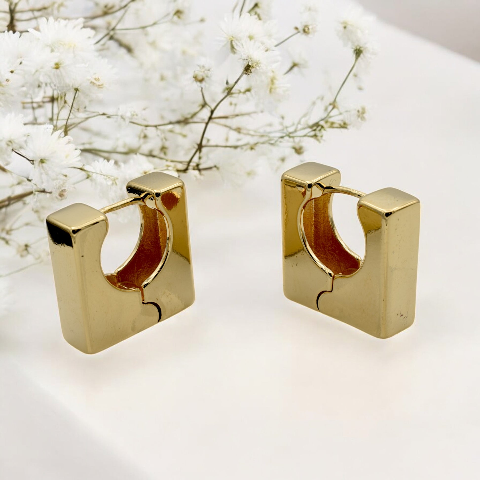 Modern Gold Filled Square Hoop Earrings – Elegant and Minimalist Design jewelry making supplies - detail image 3