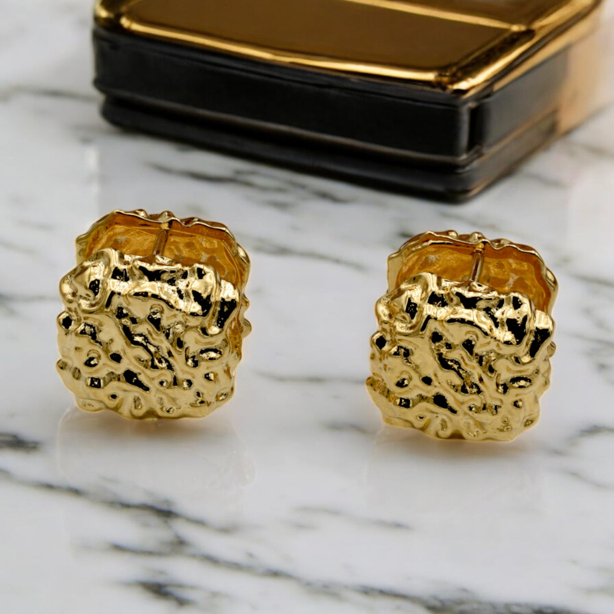 Gold Filled Textured Dome Earrings – Bold and Artistic Statement jewelry making supplies - detail image 7