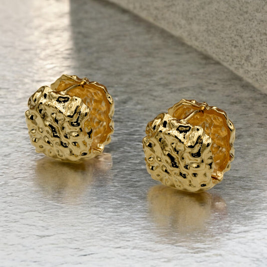 Gold Filled Textured Dome Earrings – Bold and Artistic Statement jewelry making supplies