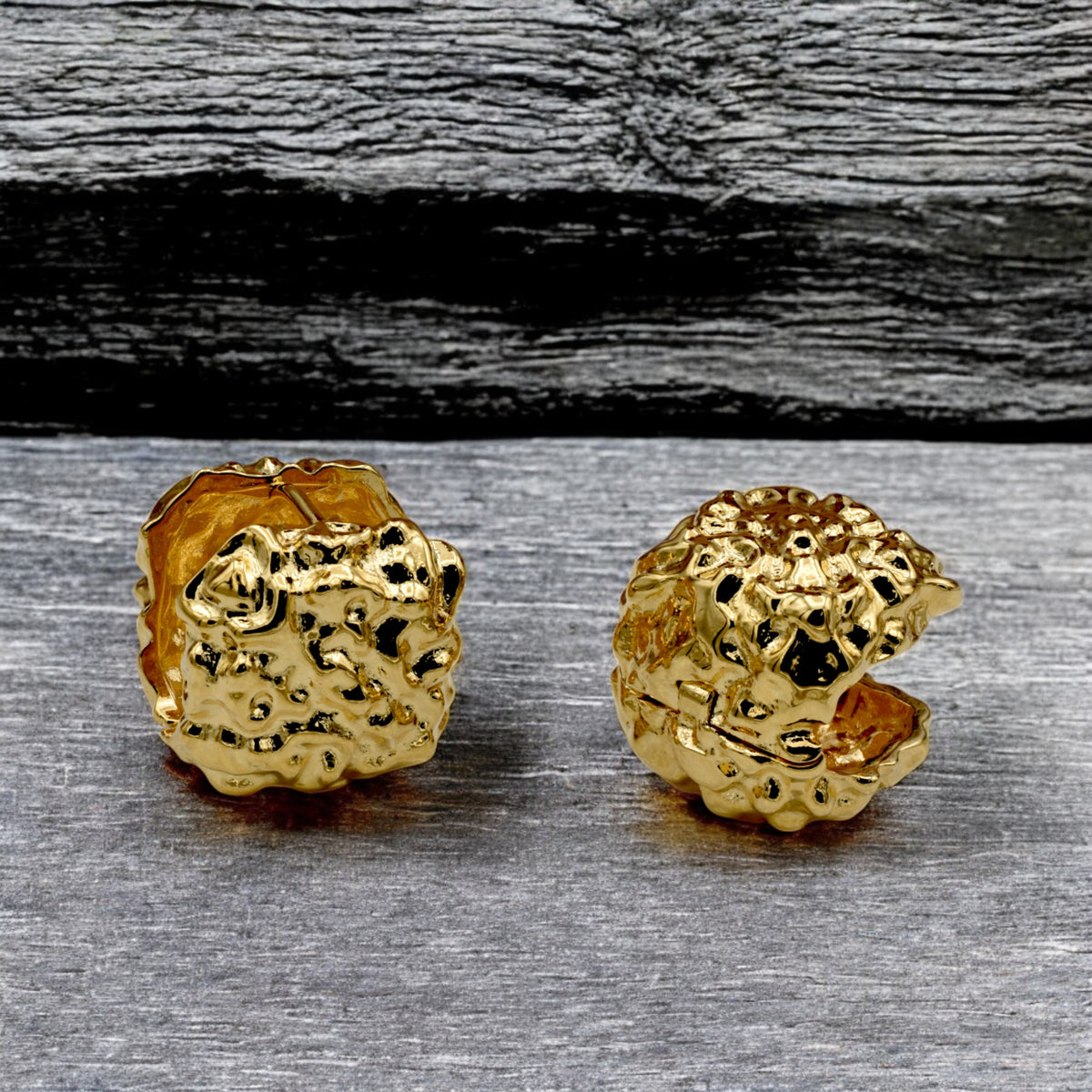 Gold Filled Textured Dome Earrings – Bold and Artistic Statement jewelry making supplies - detail image 9