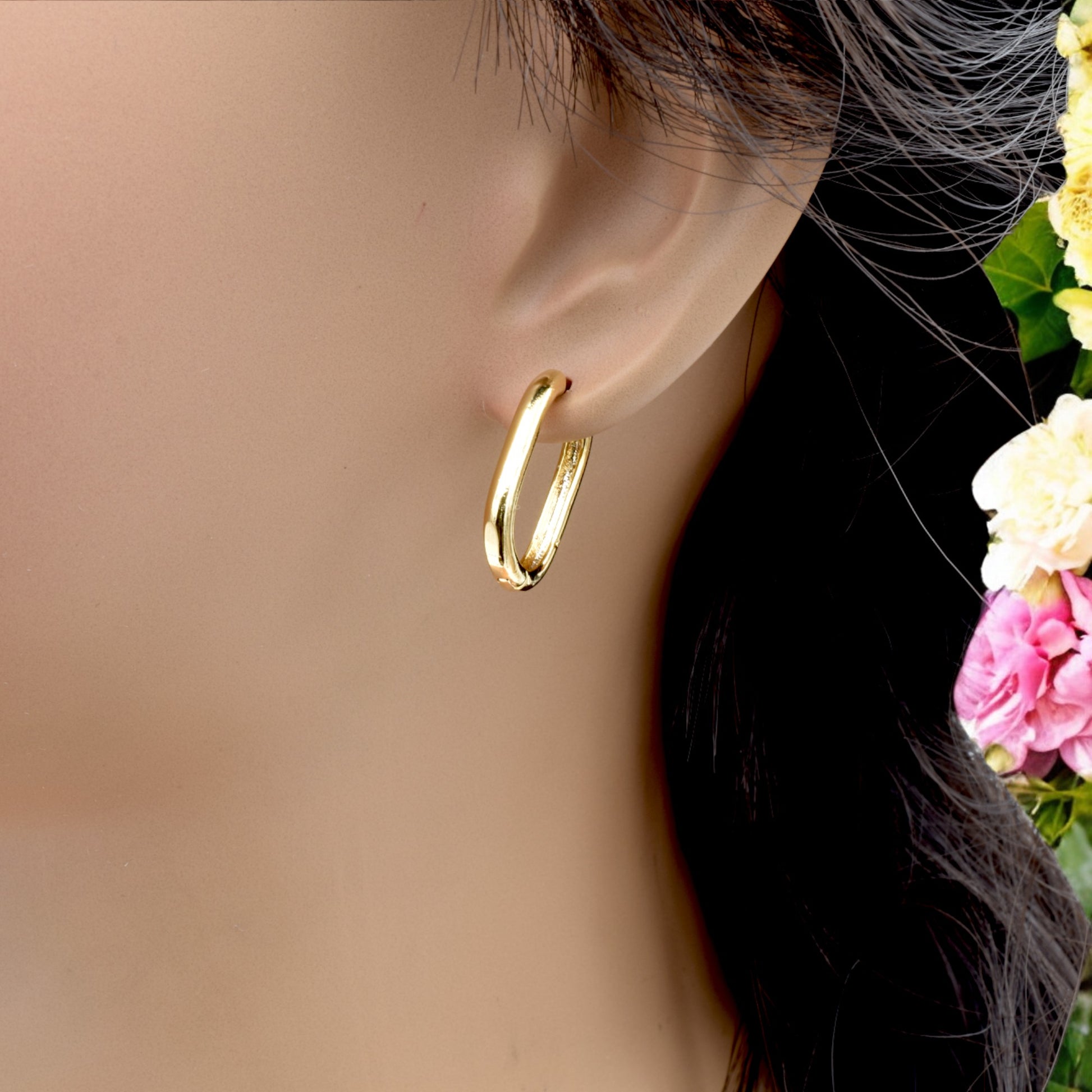 Gold Filled Sleek Oval Hoop Earrings – Modern and Minimalist Design jewelry making supplies - detail image 7