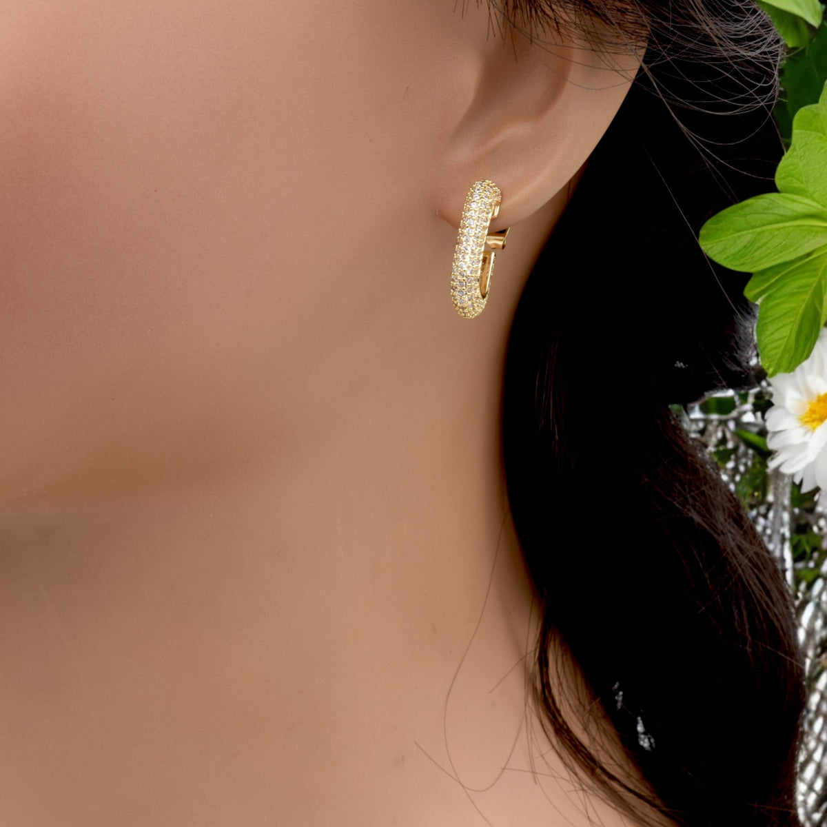 Gold Filled Pave Hoop Earrings with Zirconia – Elegant and Dazzling jewelry making supplies - detail image 7