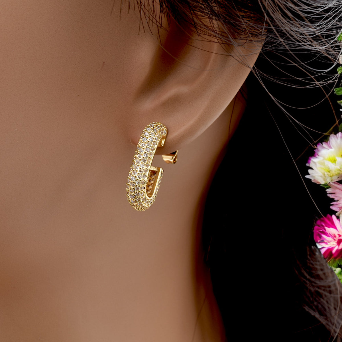 Gold Filled Pave Hoop Earrings with Zirconia – Elegant and Dazzling jewelry making supplies - detail image 8