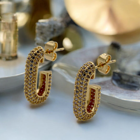 Gold Filled Pave Hoop Earrings with Zirconia – Elegant and Dazzling jewelry making supplies