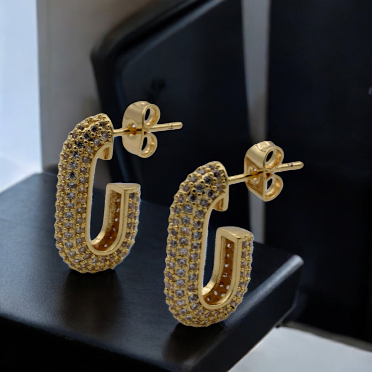 Gold Filled Pave Hoop Earrings with Zirconia – Elegant and Dazzling jewelry making supplies - detail image 3
