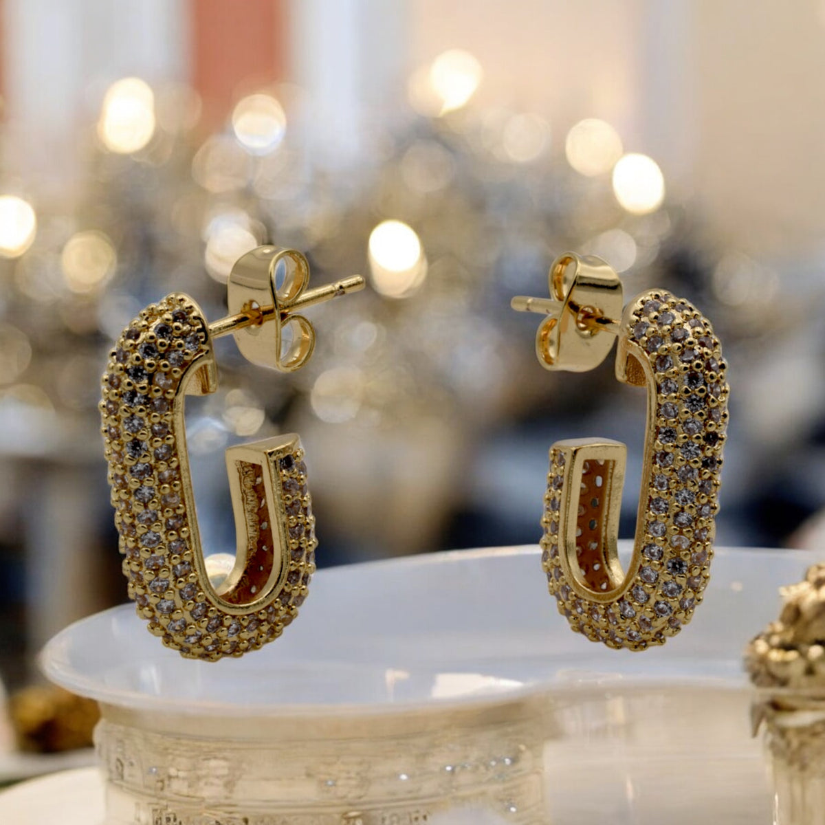 Gold Filled Pave Hoop Earrings with Zirconia – Elegant and Dazzling jewelry making supplies - detail image 5