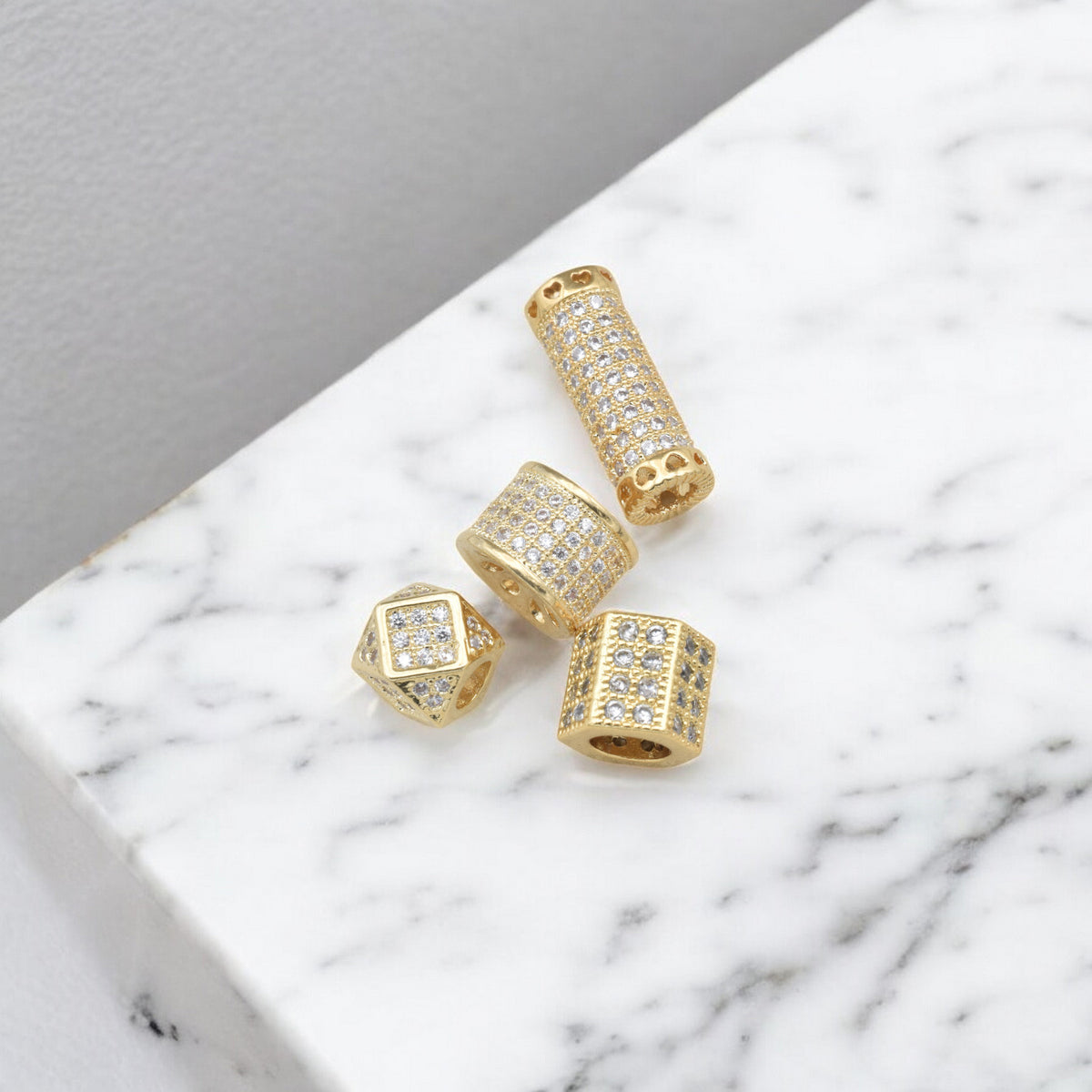 Gold Filled look, CZ Spacer Beads for Jewelry Making | Elegant DIY Supplies jewelry making supplies - detail image 4